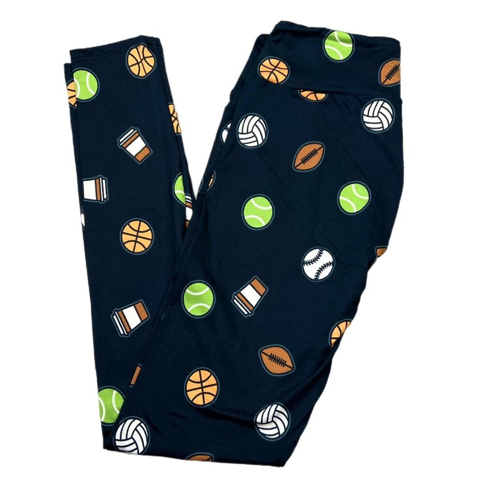 NEW KIDS L/XL‎ LuLaRoe Sports Leggings Football Tennis Coffee Comfort Comfy NWT